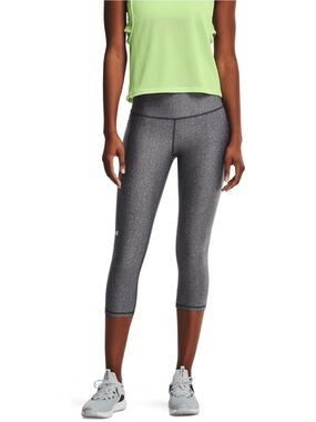 Under Armour HeatGear Pocketed Gray Capri Leggings, Compression, Size L